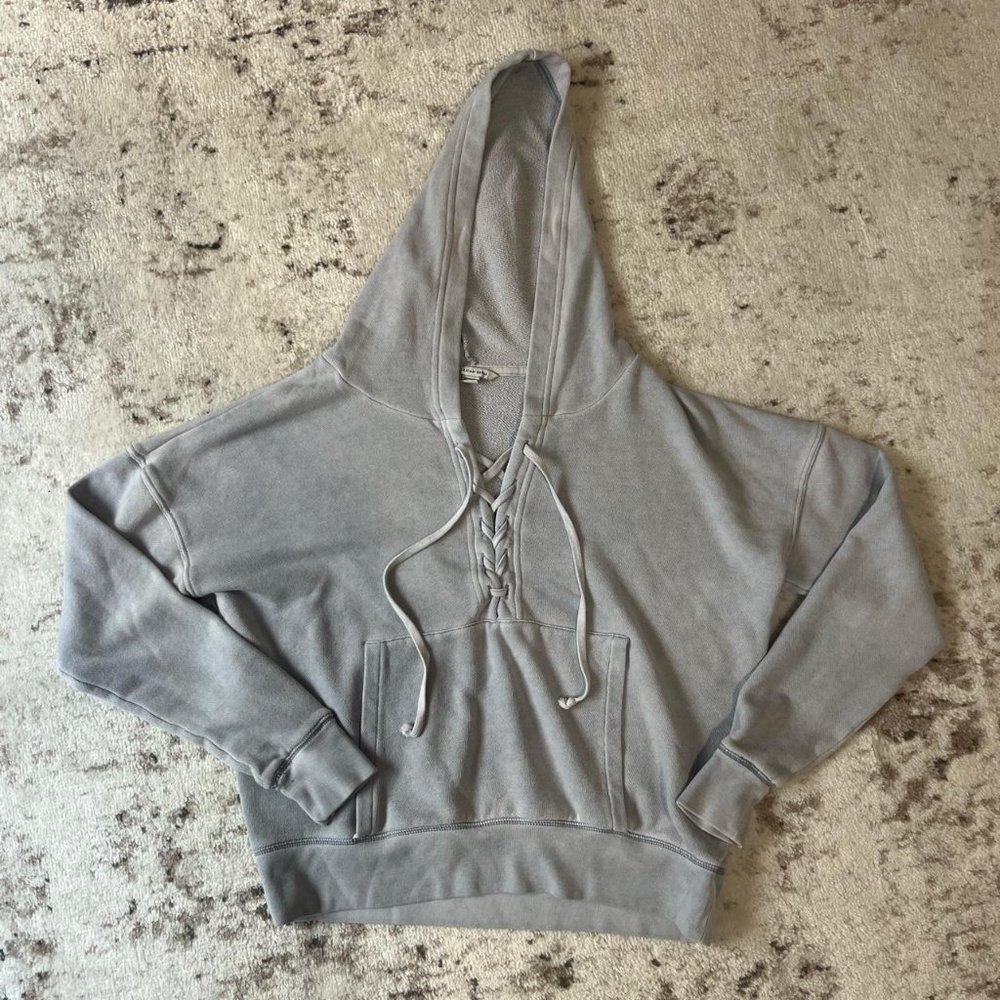 American Eagle Light Blue Tie Hoodie